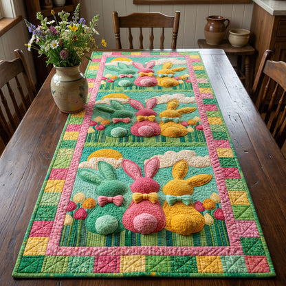 Cottage Bunny Trio Quilted Table Runner NCU0NNT3003