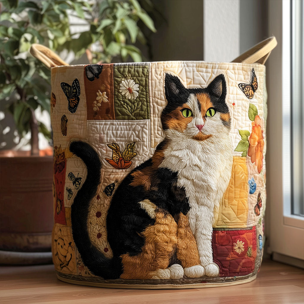 Blooming Cat Quilted Laundry Basket NCU0QN062