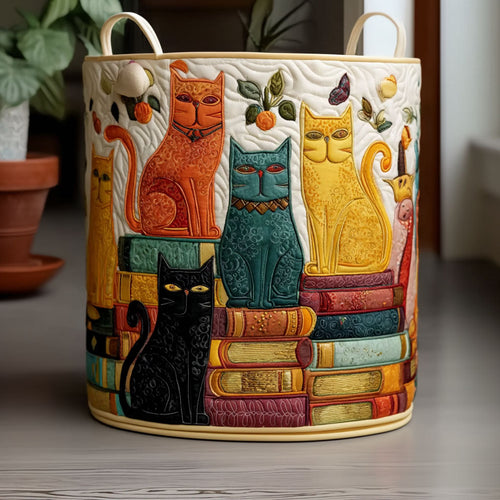 Cottage Cats Quilted Laundry Basket NCU0PTT2479