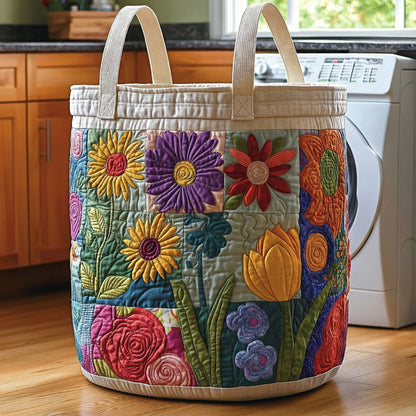 Cottage Floral Garden Quilted Laundry Basket NCU0LDH004