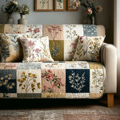 Cottage Florals Quilted Sofa Cover NCU0LDH391