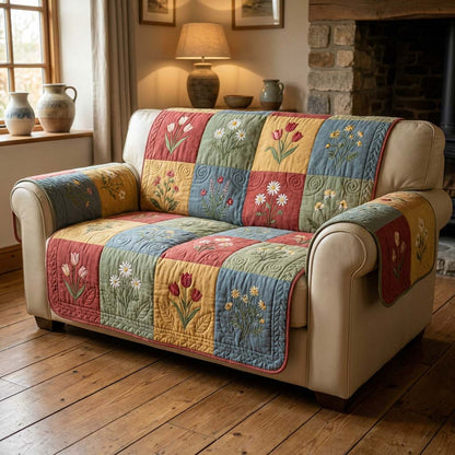 Cottage Flower Quilted Sofa Cover NCU0HNH905