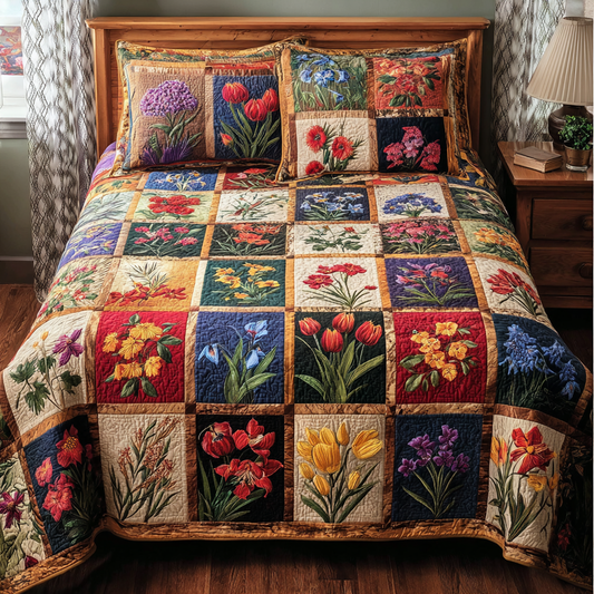 Cottage Garden 3-Piece Quilted Bedding Set NCU0NVH883