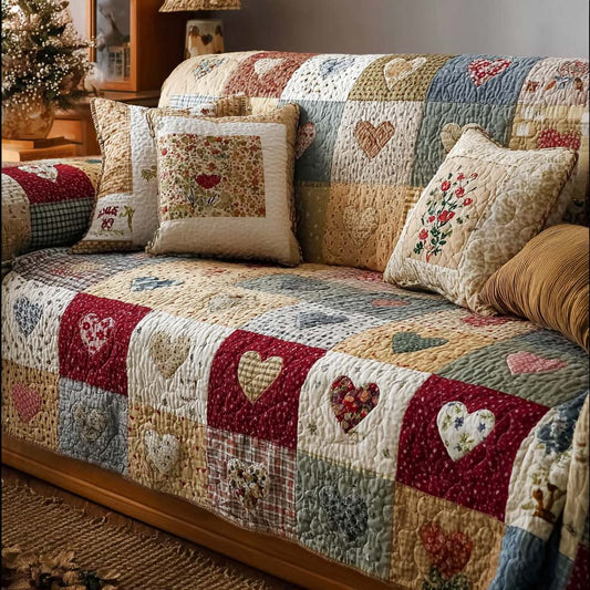 Cottage Heartwork Quilted Sofa Cover NCU0NNT2706