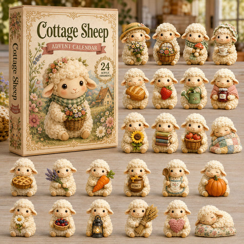 CHRISTMAS KICKOFF 40% OFF - Cottage Sheep Advent Calendar 2026 - 24-Day Festive Countdown, Acrylic Charms Blind Box - Gift For Sheep Lovers AC0NT196