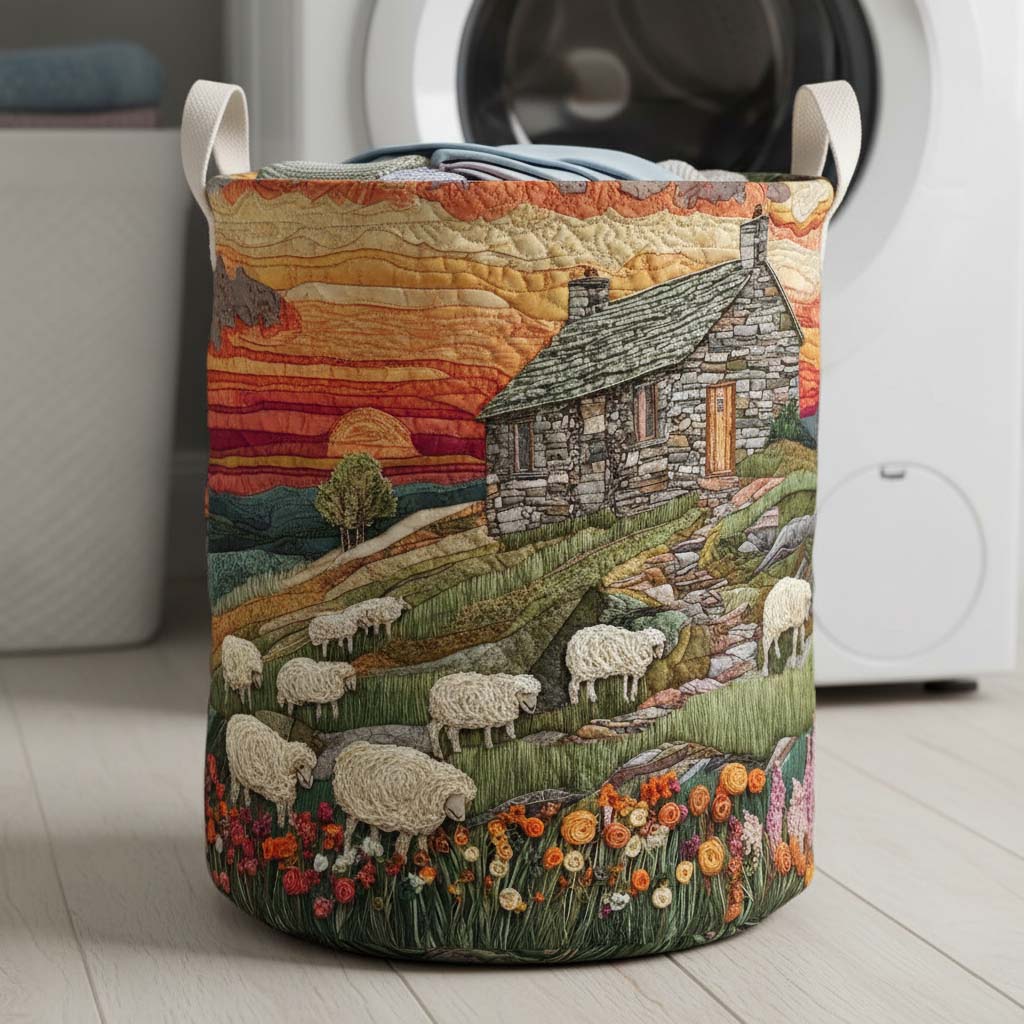 Cottage Sheep Quilted Laundry Basket NCU0HNH918