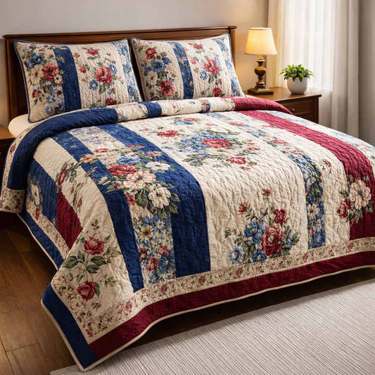 Cottage Stripe 3-Piece Quilted Bedding Set NCU0NXD1623