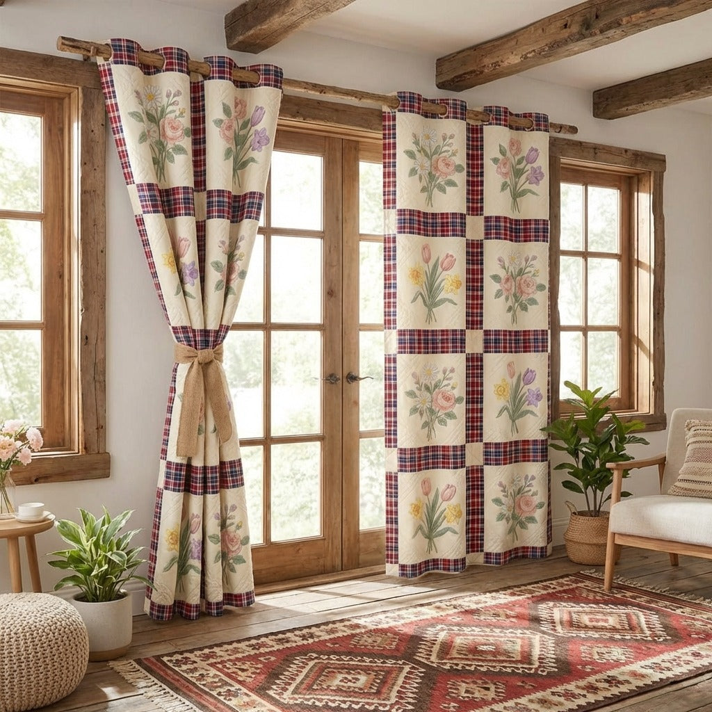 Country Petals Quilted Curtains NCU0DV1991