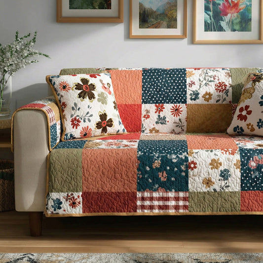 Country Blooms Quilted Sofa Cover NCU0LDH532