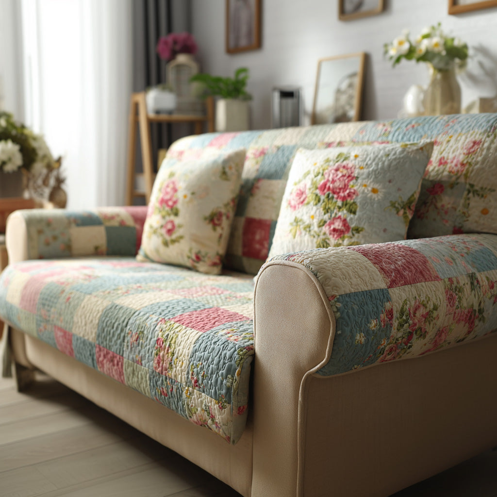 Country Blossom Mix Quilted Sofa Cover NCU0LDH738