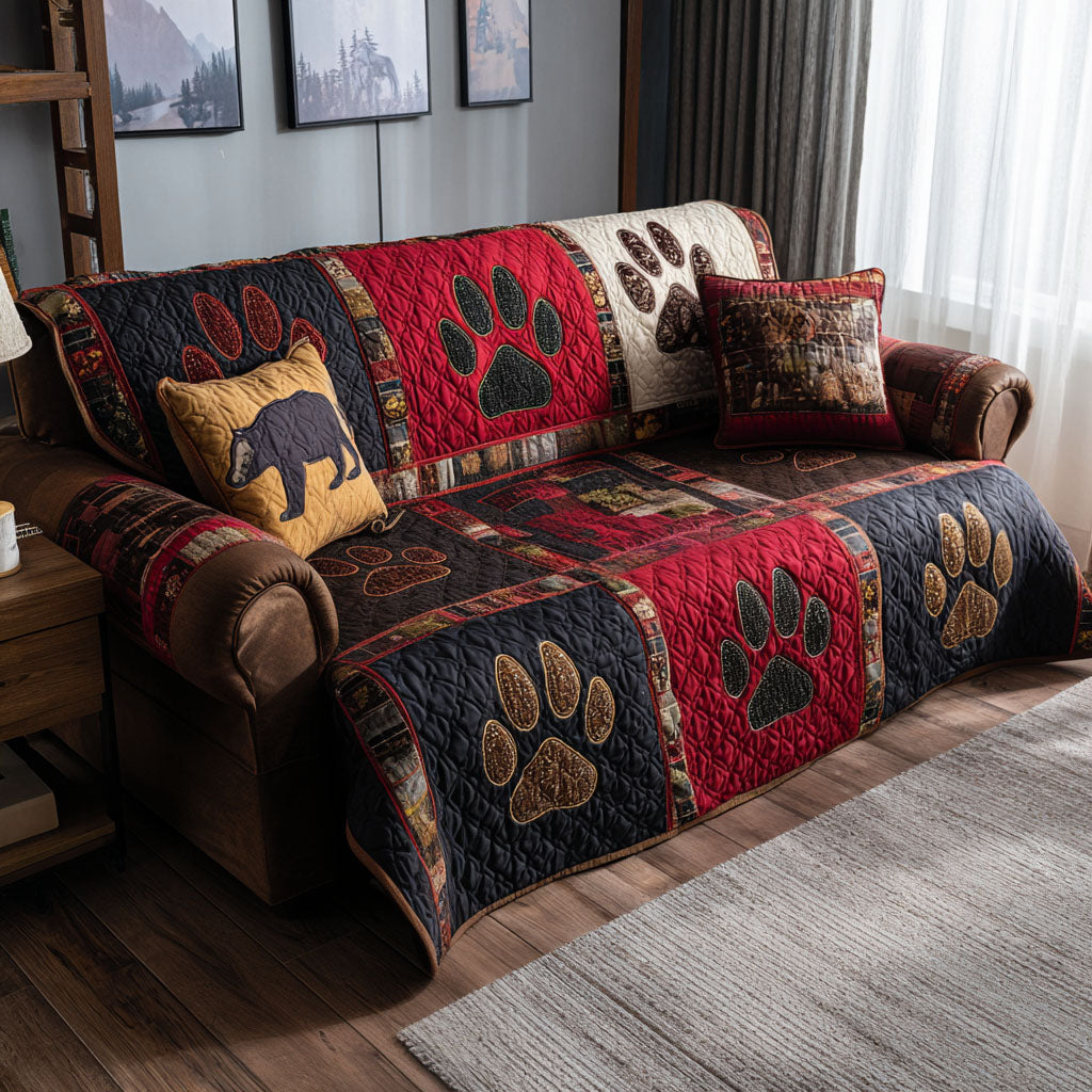Country Cabin Paws Quilted Sofa Cover NCU0PTT2821