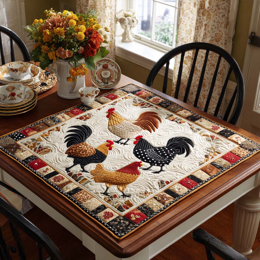 Country Cluck Quilted Table Topper NCU0NNT1086 – Quiltnest
