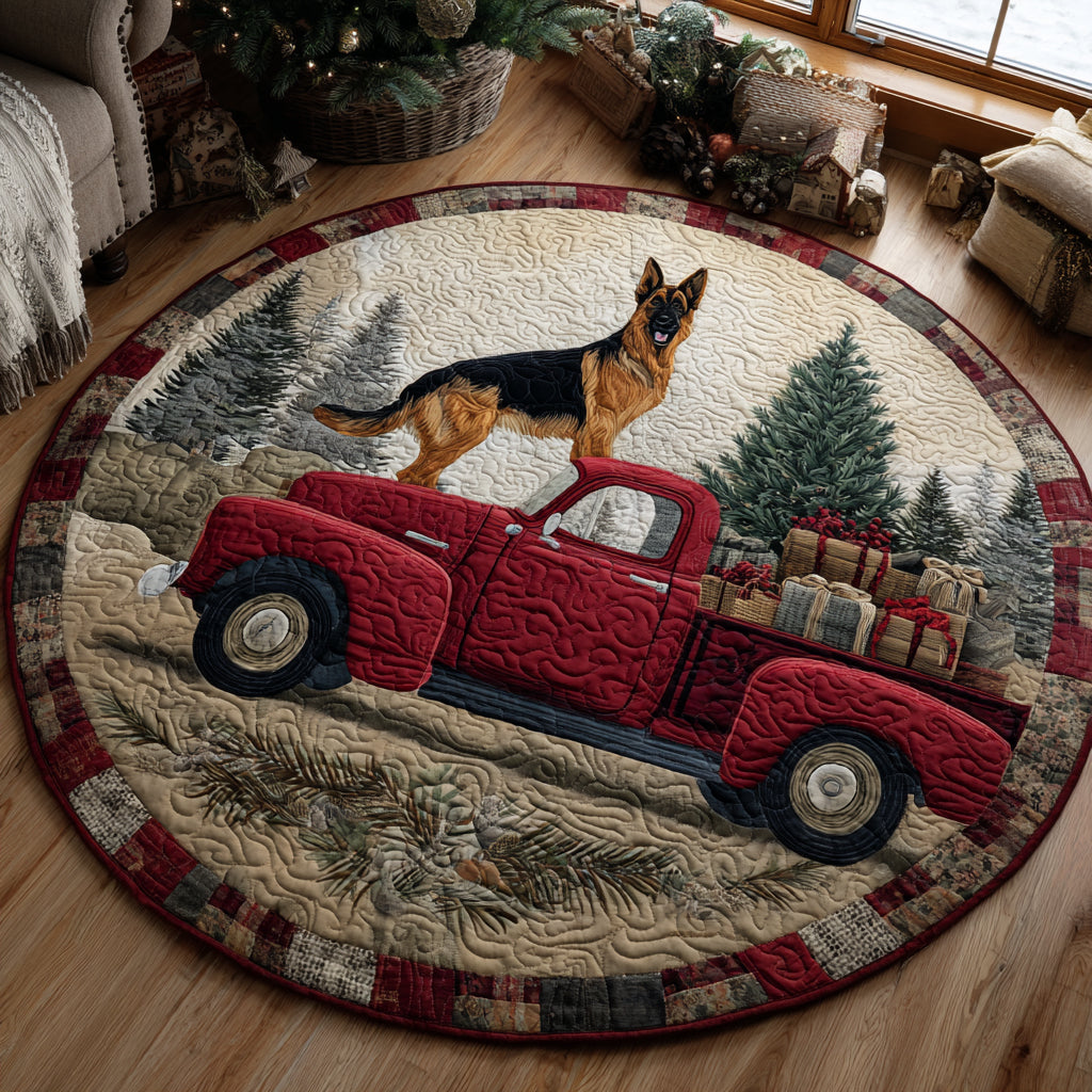 Country German Shepherd Heart Quilted Round Mat NCU0DV1110
