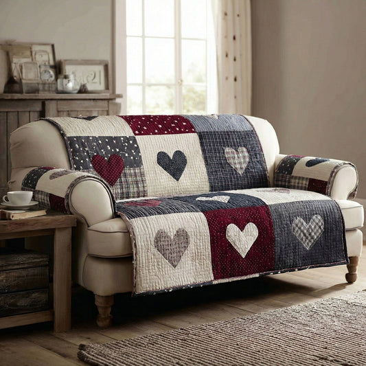 Country Hearts Quilted Sofa Cover NCU0LDH635