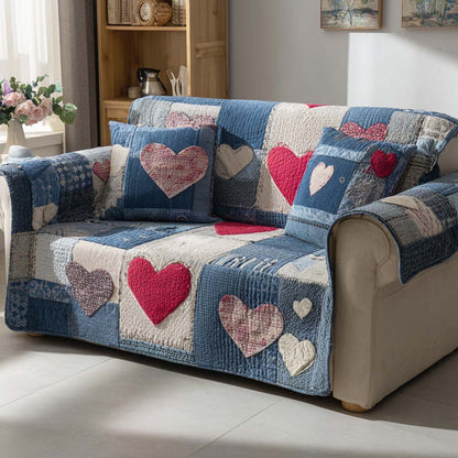 Country Love Patch Quilted Sofa Cover NCU0NXD1389