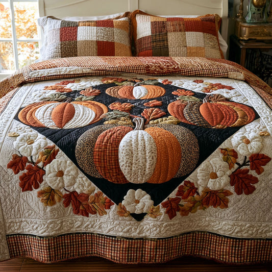 Country Pumpkin Patch 3-Piece Quilted Bedding Set NCU0PTT3338