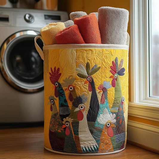 Country Rooster Quilted Laundry Basket NCU0TH3115