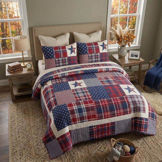 Country Star Plaid 3-Piece Quilted Bedding Set NCU0DQQ0613