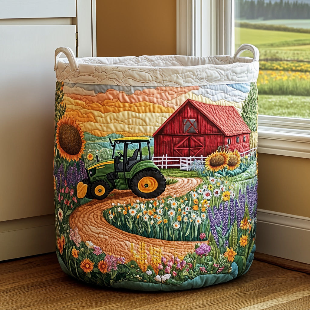 Country Sunrise Quilted Laundry Basket NCU0PVL664