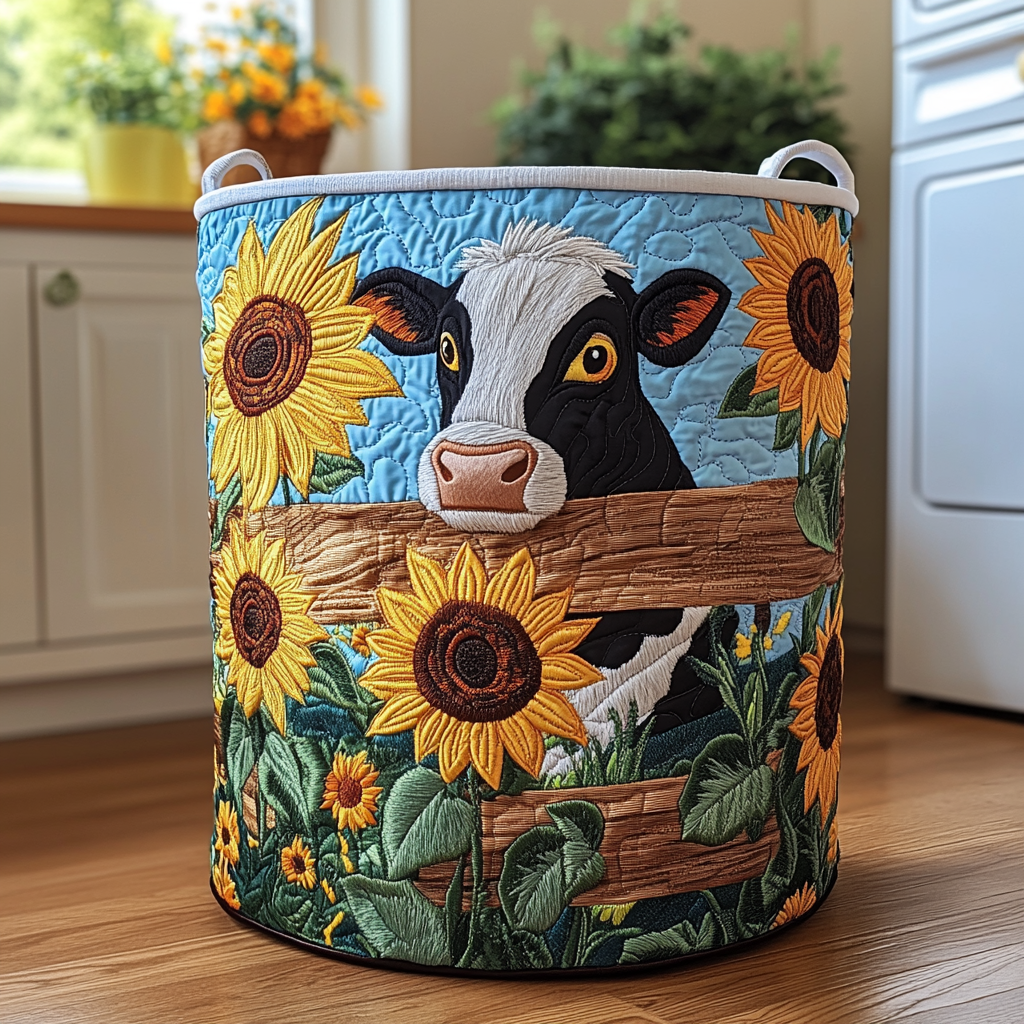 Cow Valley Quilted Laundry Basket NCU0DDK898