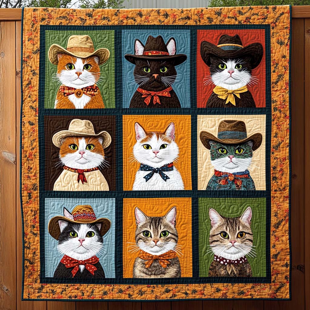 Cowboy Cats Quilted Blanket NCU0NT1003