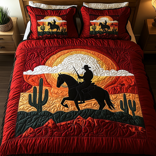 Cowboy Sunset 3-Piece Quilted Bedding Set NCU0VH583