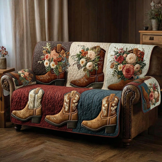 Cowgirl Bloom Boots Quilted Sofa Cover NCU0LDH175