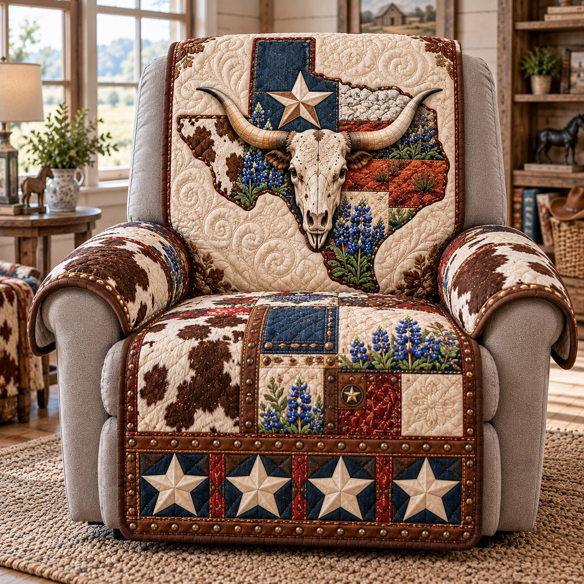Cowhide Frontier Quilted Sofa Cover NCU0NTD2469