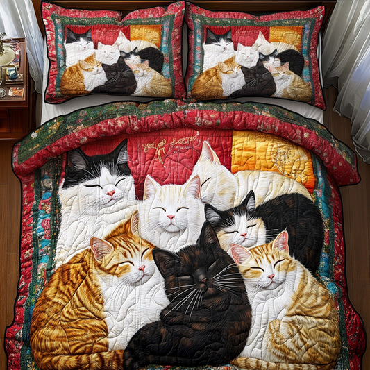 Cozy Cat 3-Piece Quilted Bedding Set NCU0PTT005