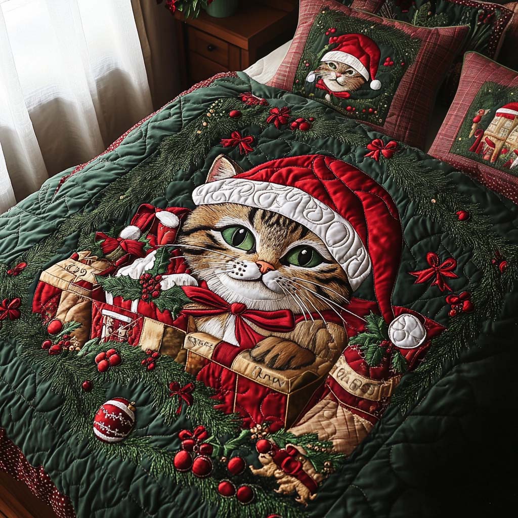 Cozy Christmas Box 3-Piece Quilted Bedding Set NCU0NNT151