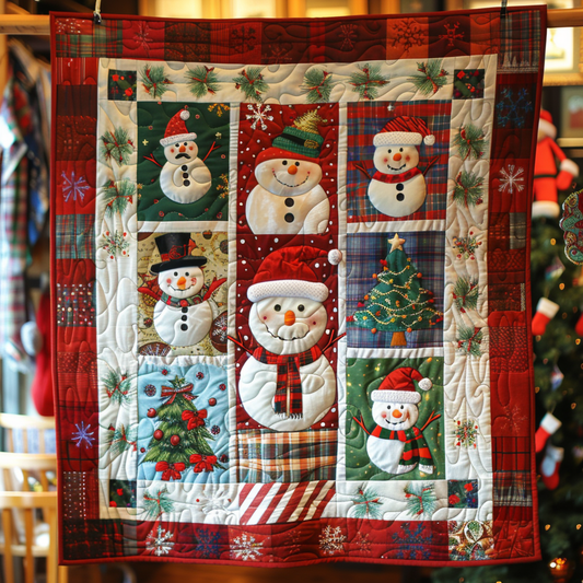 Cozy Christmas Snowman Quilted Blanket NCU0PD138