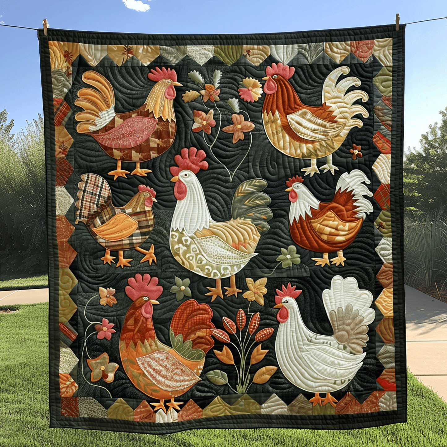 Cozy Henhouse Quilted Blanket NCU0TH953