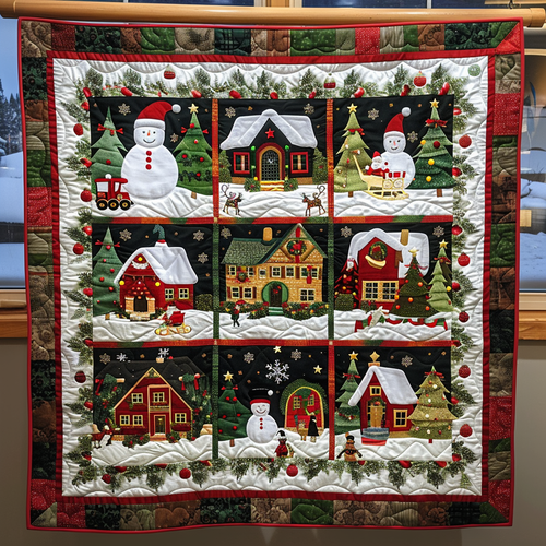 Cozy Village Christmas Quilted Blanket NCU0NT090