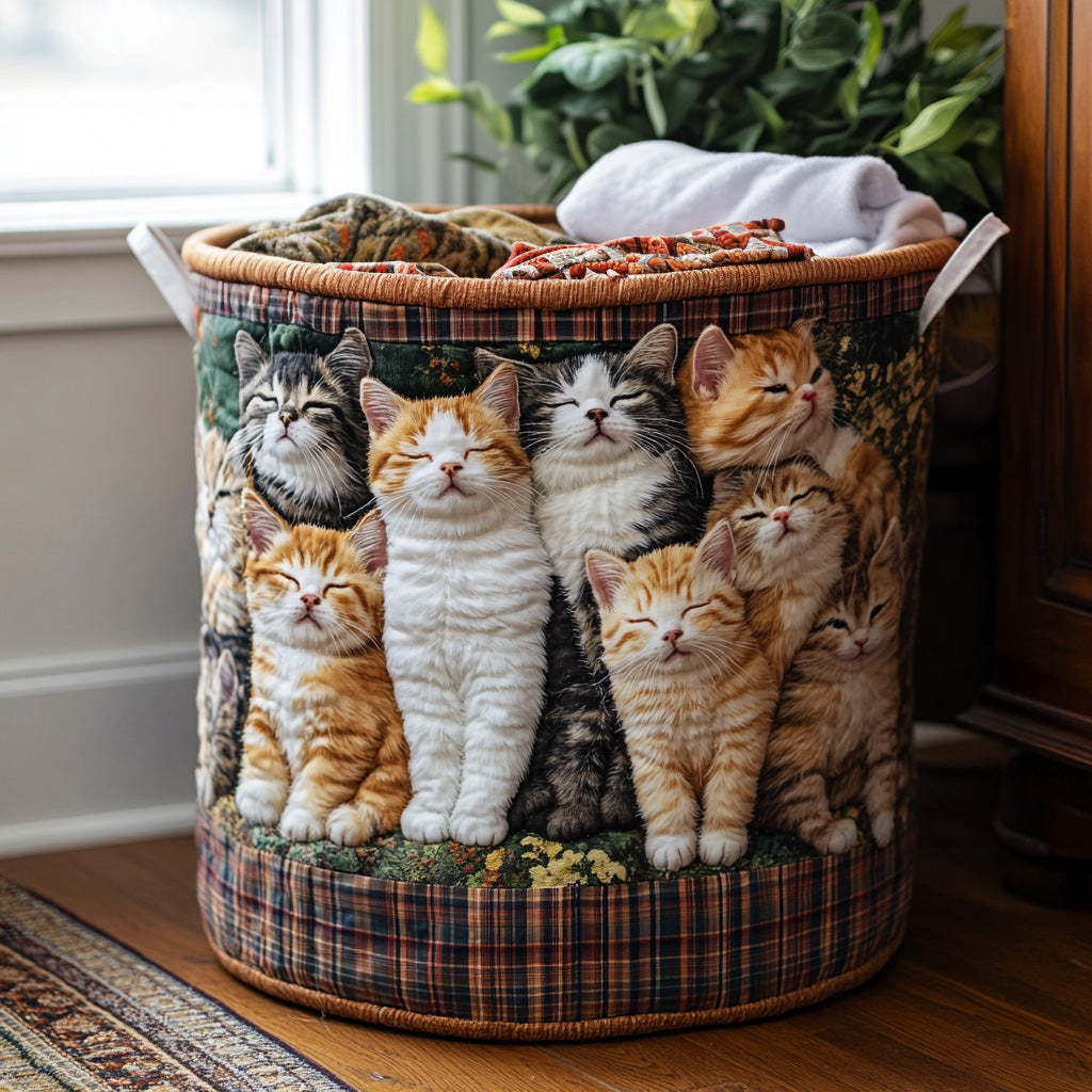 Cozy Whiskers Quilted Laundry Basket NCU0DV845