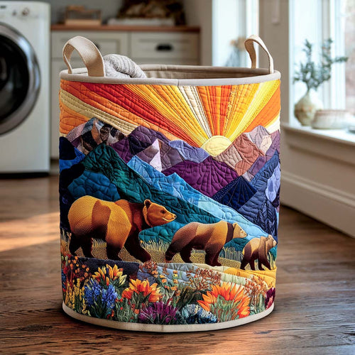 Cozy Bear Quilted Laundry Basket NCU0NNL019