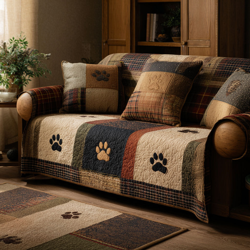 Cozy Bear Quilted Sofa Cover NCU0NNT2743