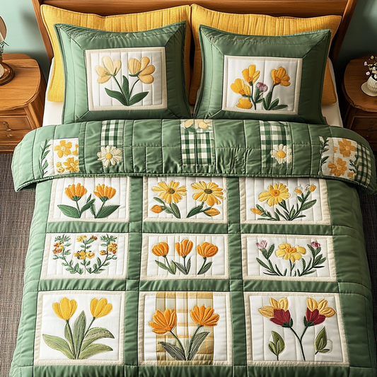 Cozy Blooms 3-Piece Quilted Bedding Set NCU0NVH322