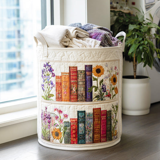 Cozy Book Haven Quilted Laundry Basket NCU0DV819