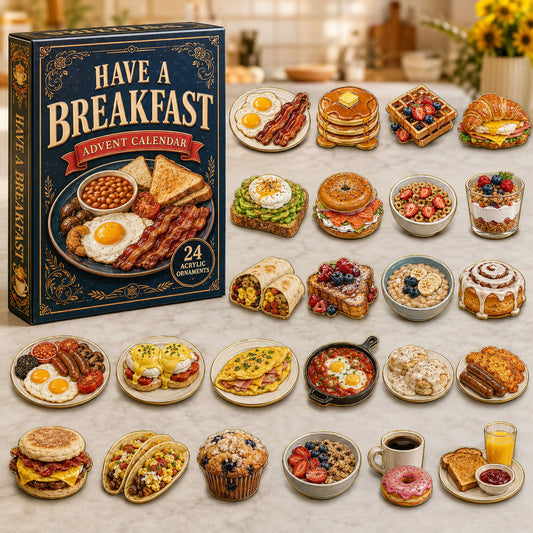 CHRISTMAS KICKOFF 40% OFF - Cozy Breakfast Plate Advent Calendar 2026 - 24-Day Festive Countdown, Acrylic Charms Blind Box - Gift For Cooking Lovers