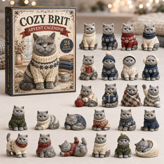 CHRISTMAS KICKOFF 40% OFF - Cozy Brit Advent Calendar 2026 - 24-Day Festive Countdown, Acrylic Charms Blind Box - Gift For Cat Lovers