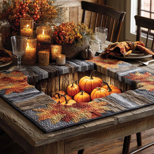 Cozy Candlelit Pumpkins Quilted Table Topper NCU0NXD345