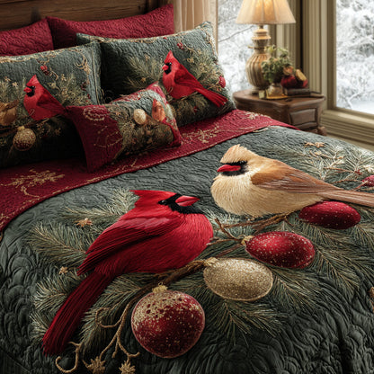 Cozy Cardinals 3-Piece Quilted Bedding Set NCU0DV1507