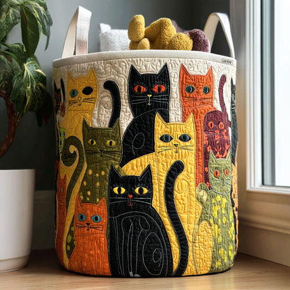 Cozy Cat Carnival Quilted Laundry Basket NCU0PTT1129