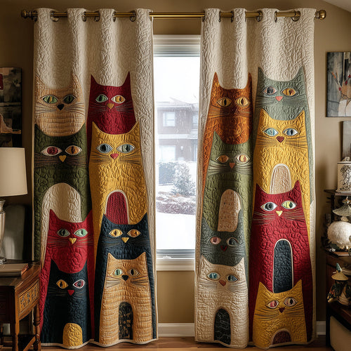 Cozy Cat Carolers Quilted Curtains NCU0TH3807