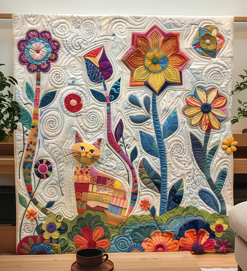 Cozy Cat Cottages Quilted Blanket NCU0DV1366