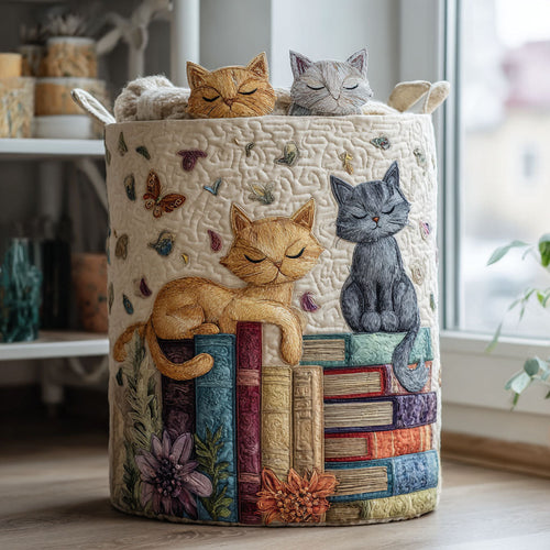 Cozy Cat Crew Quilted Laundry Basket NCU0PTT2480