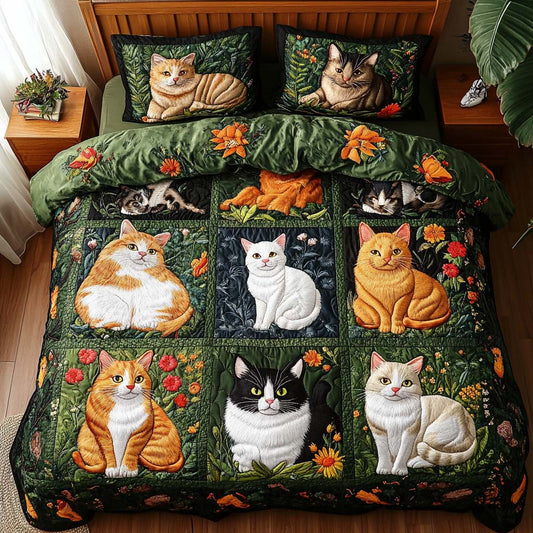 Cozy Cat Dreams 3-Piece Quilted Bedding Set NCU0NNT914