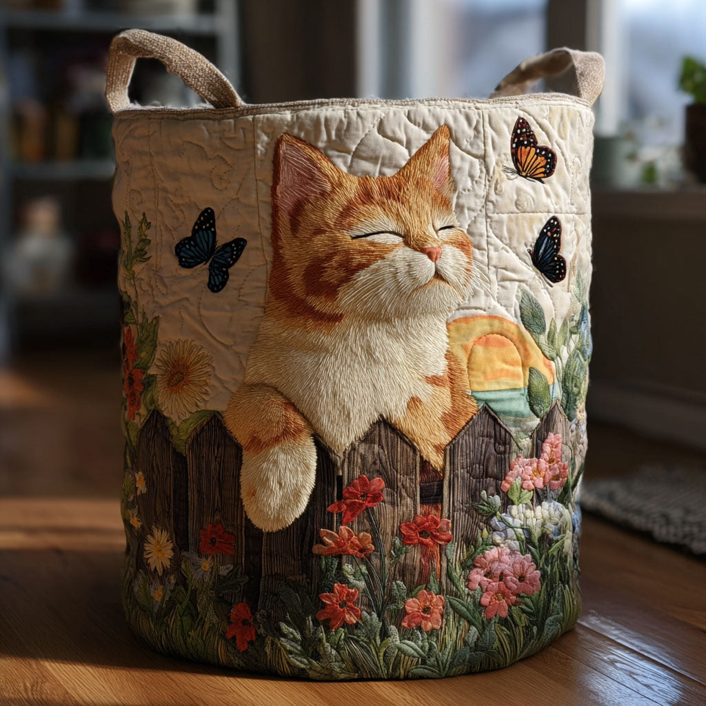 Cozy Cat Haven Quilted Laundry Basket NCU0PTT2077