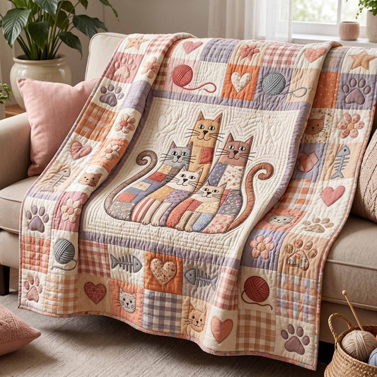 Cozy Cat Patchwork Quilted Blanket NCU0NXD1852