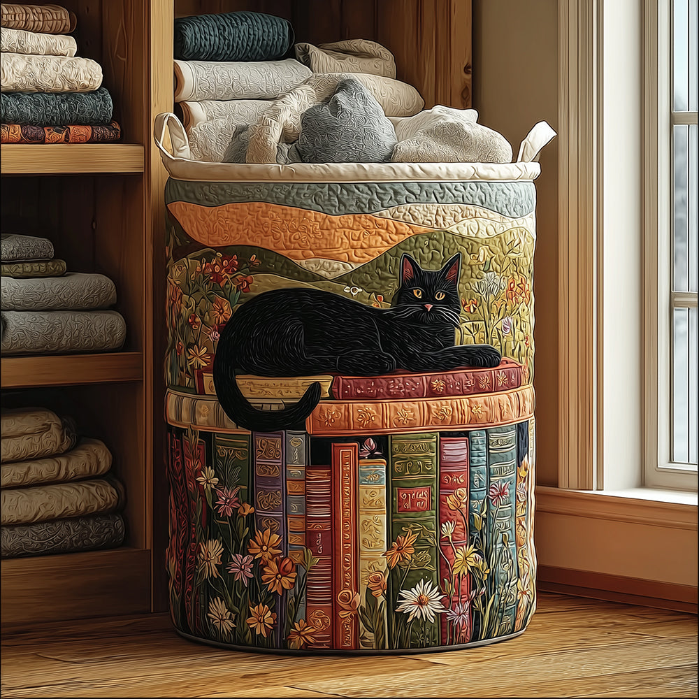 Cozy Cat Quilted Laundry Basket NCU0TH3104